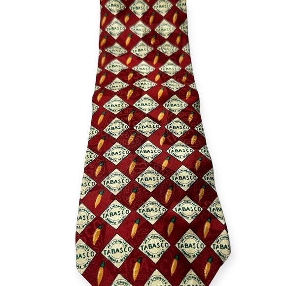 Tabasco Men’s Hot Pepper Themed 100% Silk Tie - Picture 2 of 5